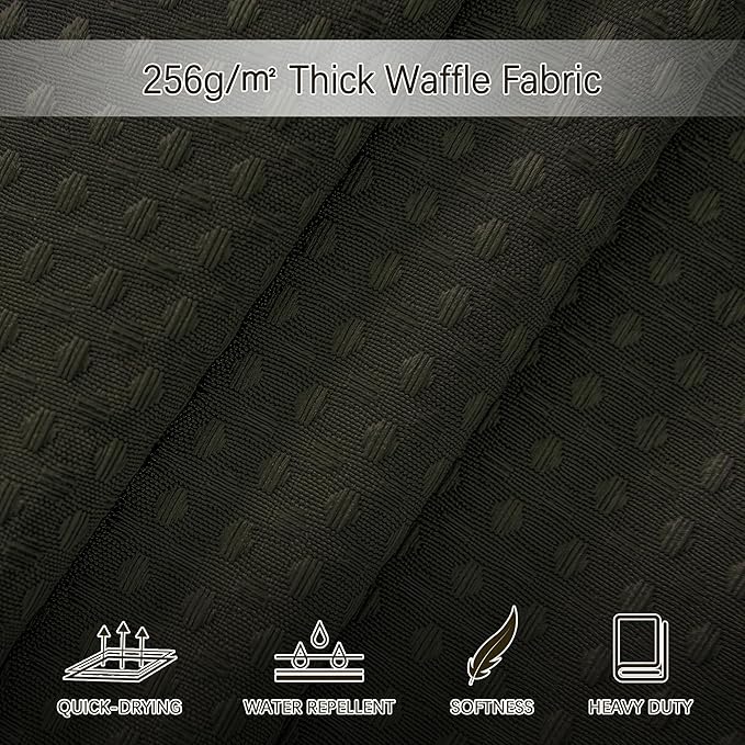 Brown Shower Curtain Waffle Weave Textured Fabric Heavy Duty Shower Curtain Set for Bathroom, Waterproof 256GSM Weighted Hotel Quality Luxury Bath Curtain Set with 12 Hooks, 72Wx72H
