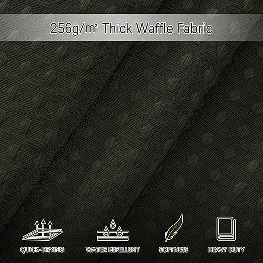 Shower Curtain Waffle Weave 36 Inches Heavy Duty Stall Fabric Shower Curtain Set for Bathroom, Waterproof Weighted 256GSM Half Size Shower Curtains with 6 Hooks, 36Wx72H Brown