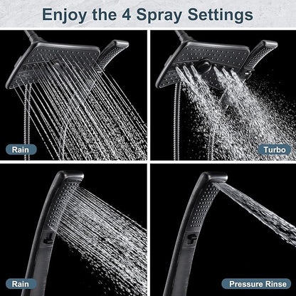 BRIGHT SHOWERS Dual Shower Head System with Handheld and Rainfall Shower, Shower Faucet Set with Valve and Trim Kit, Includes 79-Inch Stainless Steel Hose, Oil-Rubbed Bronze