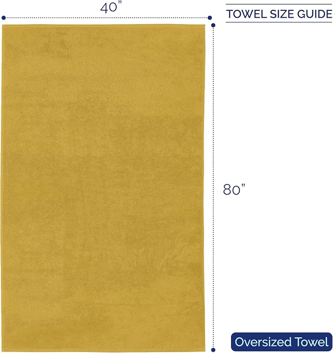 Elegant Comfort Premium Super Soft Highly Absorbent 1 Piece Oversized Bath Sheet - 40" x 80" inch, Luxurious Hotel Spa Quality 100% Turkish Cotton Extra Large Bath Towels for Adults, Gold