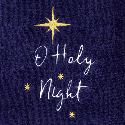 SKL Home Religious/Christmas/Winter O Holy Night Hand Towel 2pc Set for Bath/Kitchen & Gift, Navy