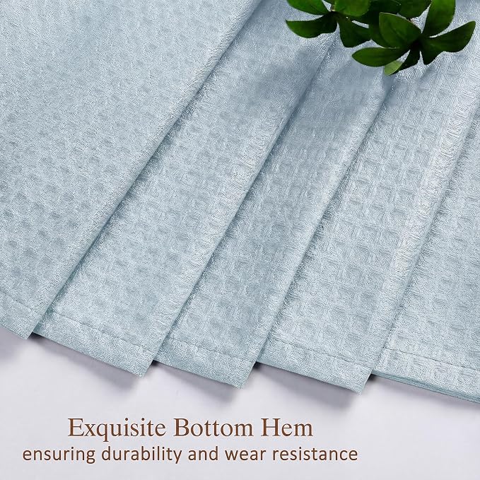 Extra Long Shower Curtain 96 Inch Long 1 Piece, Waffle Embossed Textured Fabric Shower Curtain for Bathroom Large Hotel, Water Resistant, Machine Washable, Glacier Blue, 72Wx96L Inches