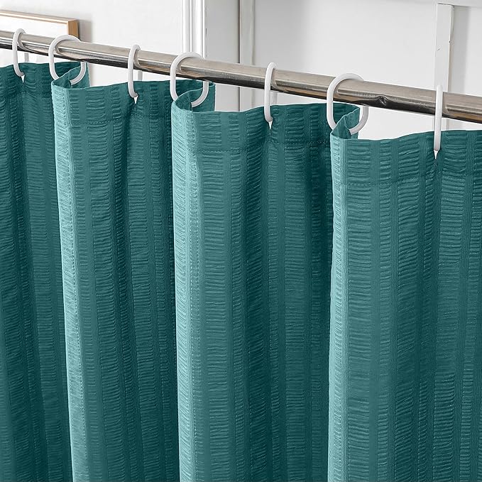Aiyufeng Turquoise Shower Curtain for Bathroom, Embossed Textured Fabric Shower Curtain for Bathroom - Soft Cloth & Hotel Spa, Machine Washable, 72X78, Turquoise