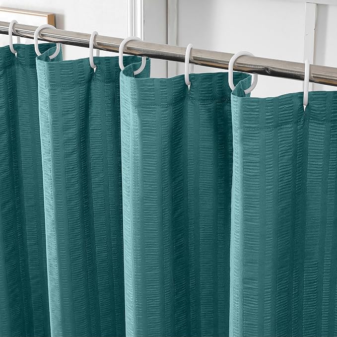 Aiyufeng Turquoise Shower Curtain for Bathroom, Embossed Textured Fabric Shower Curtain for Bathroom - Soft Cloth & Hotel Spa, Machine Washable, 36X72, Turquoise