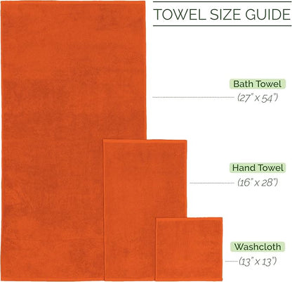 Elegant Comfort 100% Turkish Cotton Corduroy Ribbed Luxury Bath Towels 6-Piece Set, Premium Feel - Quick Dry, Highly Absorbent, Contains 2 Bath Towels, 2 Hand Towels, and 2 Washcloths, Orange