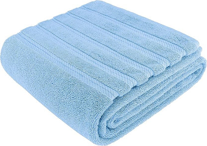 American Soft Linen 35x70 Jumbo Large Bath Towel, 600 GSM 100% Cotton Turkish Bath Sheet, Oversized Luxury Bath Towel for Bathroom Beach and Pool, Sky Blue