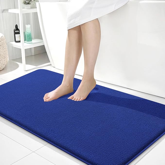 OLANLY Memory Foam Bathroom Runner Rugs 44x24, Long Bath Mats, Royal Blue | Soft Quick Dry Bath Rugs, Non-Slip, Absorbent Machine Washable Mat for Bathroom Floor, Tub and Shower, Home Decor Accessories