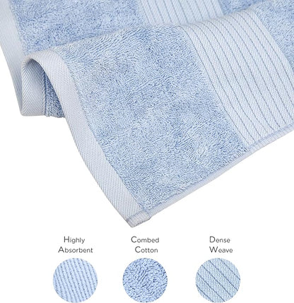 Luxury Oversized Bath Towels | 650 GSM, 34" x 56" | Hotel Quality, Soft & Highly Absorbent | Quick Dry, Thick, Combed Cotton Bathroom Towels | Sky Blue - 4 Pack