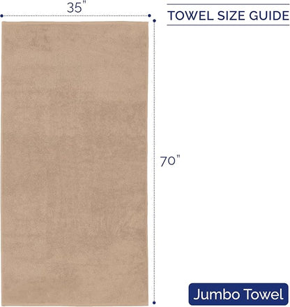 Elegant Comfort Premium Turkish Cotton 1 Piece Jumbo Bath Towel - 35 x 70 inch, Luxurious Hotel Spa Quality 100% Turkish Cotton Large Bath Towel - Highly Absorbent - Soft Bathroom Towel, Taupe