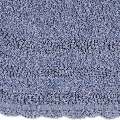 DII Crochet Collection Reversible Bath Mat, Small Oval, 17x24, Stonewash Blue