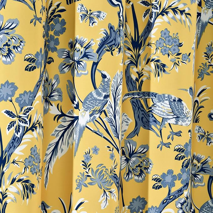 Lush Decor Dolores Shower Curtain 72" W x 72" L Yellow - Floral Shower Curtains for Bathroom - Fabric Bathroom Curtain - Maximalist Decor