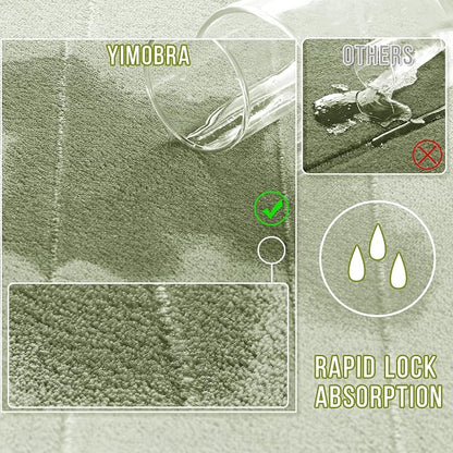 Yimobra Memory Foam Toilet Bath Mat U-Shaped, Soft and Comfortable, Super Water Absorption, Non-Slip, Thick, Machine Wash & Easier to Dry for Bathroom Commode Contour Rug, 24 X 24 Inches, Sage Green