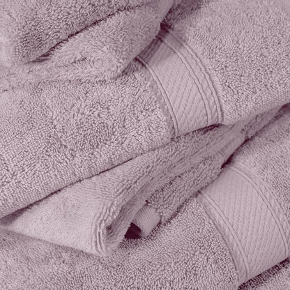 SUPERIOR Egyptian Cotton Ultra Plush & Absorbent, 12 Piece Set, Purple | Heavyweight 12 Pc Egyptian Cotton Towel Set Includes 4 Bath Towels 4 Hand Towels 4 Washcloths Decorative Rope Border