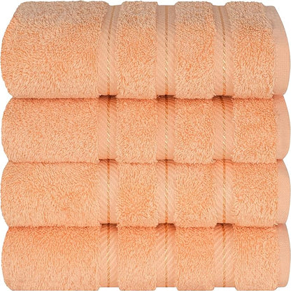 American Soft Linen Luxury Hand Towels for Bathroom, 600 GSM Heawy Weight 16x28 Size 100% Cotton Turkish 4 Piece Hand Face Towel Set, Peach Hand Towels