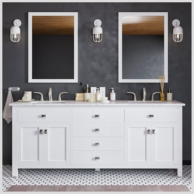 Artemis 72 in. White Double Sink Bath Vanity with Engineered Top and Undermount Porcelain Sinks