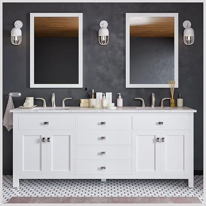 Artemis 72 in. White Double Sink Bath Vanity with Engineered Top and Undermount Porcelain Sinks