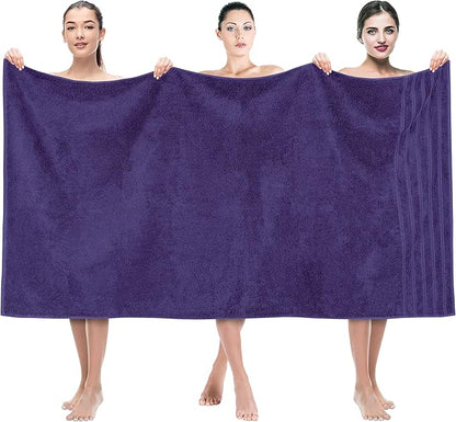 American Soft Linen 35x70 Jumbo Large Bath Towel, 600 GSM 100% Cotton Turkish Bath Sheet, Oversized Luxury Bath Towel for Bathroom Beach and Pool, Purple