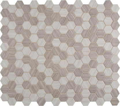MSI Silva Oak Hexagon Glass Tile for Kitchen Backsplash, Wall Tile for Bathroom, Accent Wall Tile, and Shower Wall Tile, 12.75 in. x 11.02 in. Mesh-Mounted Mosaic Tile (14.70 sq. ft. / case)