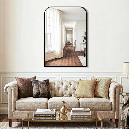 Bathroom Vanity Mirror for Wall 28x40 Inch Black Metal Framed | HD Tempered Glass, Bathroom Mirror for over Sink, Living Room, Bedroom, Entryway, Mantel, Fireplace Decor