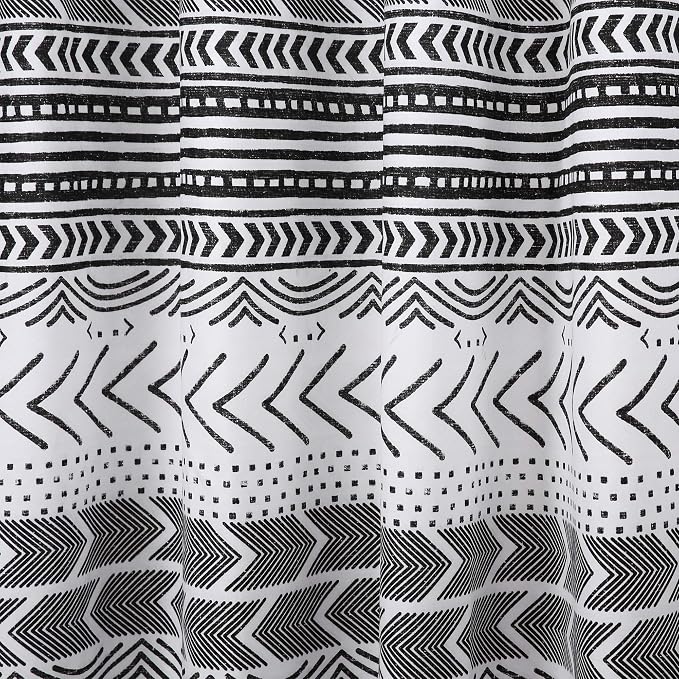 Lush Decor Hygge Geo Shower Curtain, 72" W x 72" L, Black/White - Curtain For Bathroom - Striped Bathroom Decor - Black Bath Accessories - Neutral Color Accessories - Geometric Scandinavian Print