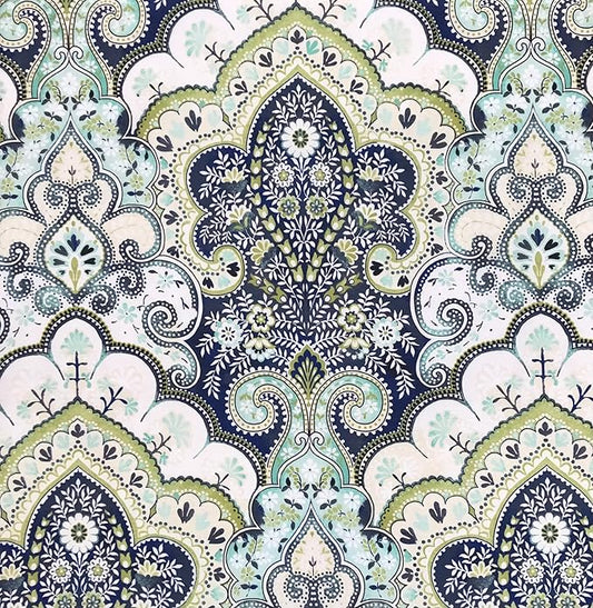 Serafina Home Hotel Quality Fabric Bathroom Shower Curtain: Floral Paisley Moroccan Damask (72 x 70 inches)