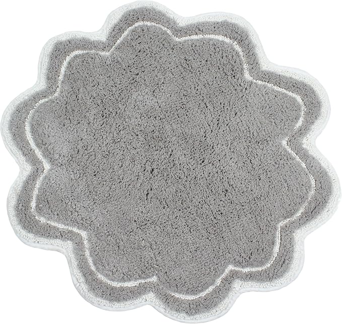 Home Weavers Allure Collection 100% Cotton Tufted Round Shape Bathroom Rug, Soft and Absorbent Bath Rugs, Non-Slip Bath Carpet, Machine Wash Dry Bath Mats for Bathroom Floor, 30" Round, Gray