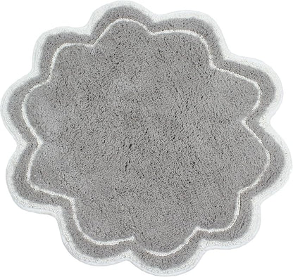 Home Weavers Allure Collection 100% Cotton Tufted Round Shape Bathroom Rug, Soft and Absorbent Bath Rugs, Non-Slip Bath Carpet, Machine Wash Dry Bath Mats for Bathroom Floor, 30" Round, Gray