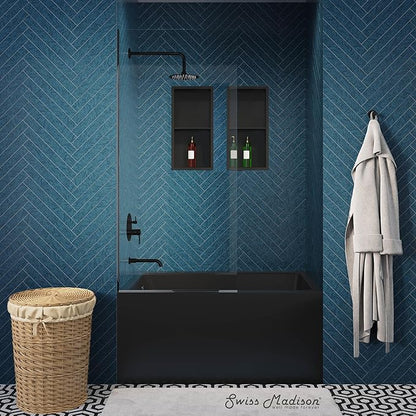 Voltaire 48" x 32" Left-Hand Drain Alcove Bathtub with Apron in Matte Black