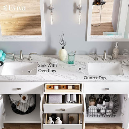 Artemis 60 in. White Double Sink Bath Vanity with Engineered Top and Undermount Porcelain Sinks