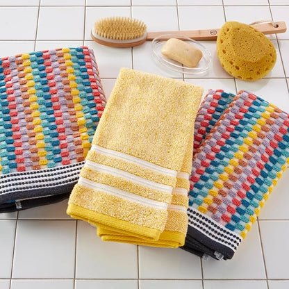 SKL Home Mid-Century Hand Towel Set, Yellow, 2 Count (Pack of 6)