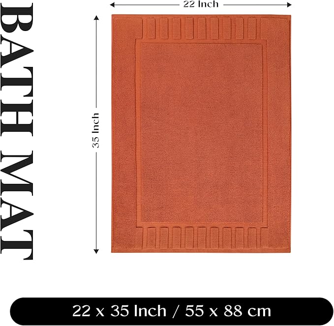 Superior 100% Cotton Bathmat Set, Bath Mats, Bathroom Decor, Shower, Bathtub Essentials, Home Accessories, Washable Rug, No Backing, Heavyweight, Leo Collection, Set of 2, 22" x 35", Copper
