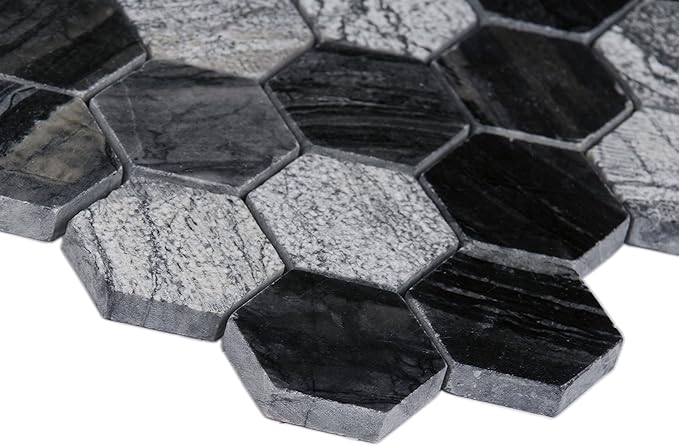 MSI Henley Hexagon Natural Marble Tile for Kitchen Backsplash, for Bathroom, Accent Wall Tile, and Shower Tile, 11.81 in. x 12 in. Mesh-Mounted Mosaic Tile (9.8 sq. ft./case)