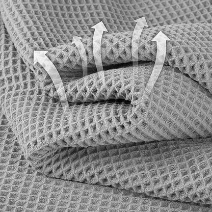 MICROFI New Microfiber Waffle Bath Towels, 2 Pieces, Oversized, Soft, Absorbent, Fast Drying, Lint Free 430 GSM (Silver)