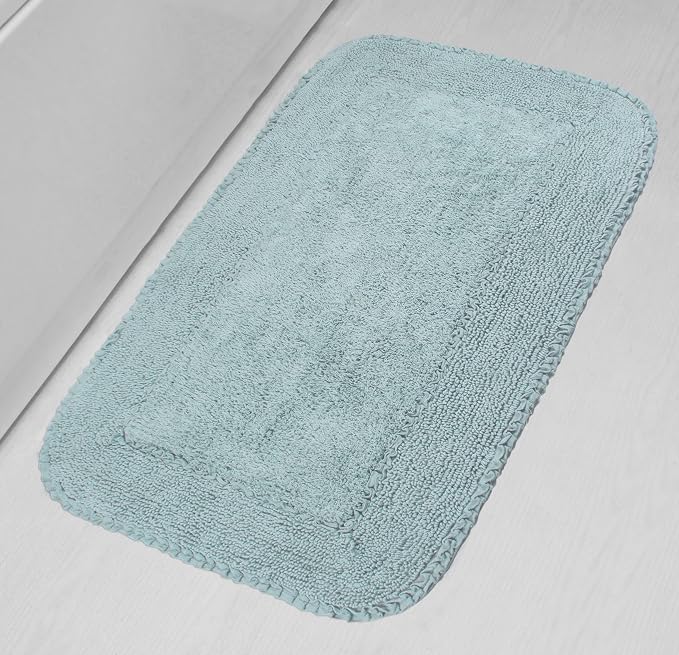 Home Weavers Radiant Collection 100% Cotton Bathroom Rugs Set, Washable Rug, Extra Soft and Absorbent Bath Rug, Kitchen Mat, Bath Mat Set, Bath Floor Mat Non Slip, 24"x40" Rectangle, Sky Blue