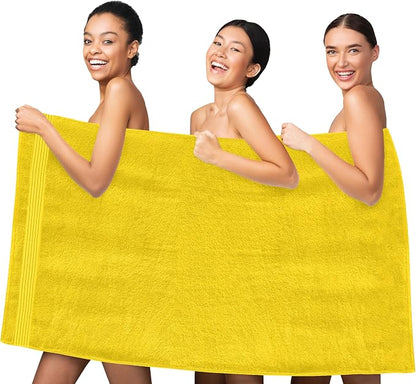 Elegant Comfort Premium Turkish Cotton 1 Piece Jumbo Bath Towel - 35 x 70 inch, Luxurious Hotel Spa Quality 100% Turkish Cotton Large Bath Towel - Highly Absorbent - Soft Bathroom Towel, Yellow