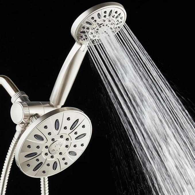 AquaDance 6" Premium High Pressure 3-way Rain & Handheld Shower Head Combo | Enjoy Luxury 6-inch Showerhead & 6-mode Hand Shower Separately or Together! Premium Stainless Steel Hose - Nickel