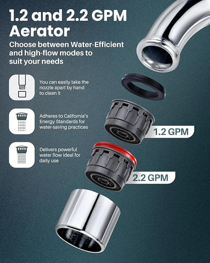 ARCORA 2 Handle Bathroom Faucet Chrome, 4 Inch Centerset Bathroom Faucet with Drain Assembly and Supply Hoses, Bathroom Faucet 3 Holes