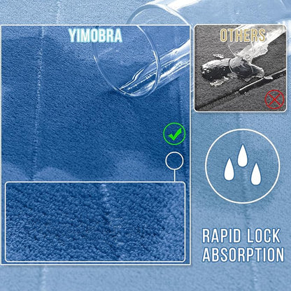Yimobra Memory Foam Toilet Bath Mat U-Shaped, Soft and Comfortable, Super Water Absorption, Non-Slip, Thick, Machine Wash and Easier to Dry for Bathroom Commode Contour Rug, 24 X 20 Inches, Blue