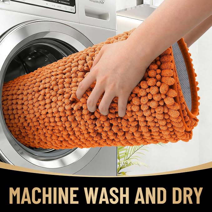 OLANLY Thick Chenille Small Bathroom Rugs 24x16, Absorbent Bath Mat, Clay | Soft Bath Rugs, Rubber Backing, Machine Wash Dry, Bath Mats for Bathroom, Tub and Shower, Home Decor Accessories