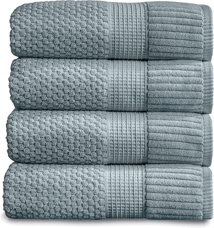 4 Pack 100% Cotton Bath Towels | Green Towels | Oeko‑TEX Standard 100 | Soft & Absorbent, Quick‑Dry | Trinity Collection - Stormy Sea