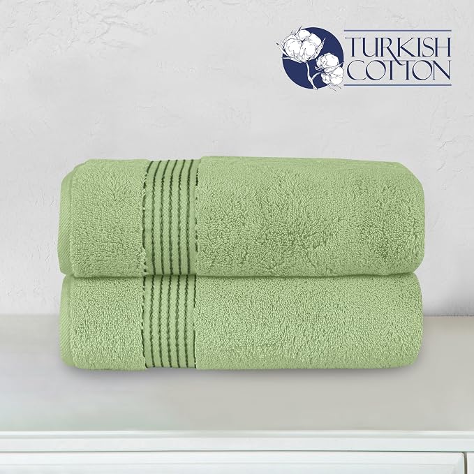 Elegant Comfort Premium Turkish Cotton 2 Pack Bath Towel Set - 27 x 54 inch, Luxurious Hotel Spa Quality 100% Turkish Cotton 2PC Bath Towel Set - Highly Absorbent - Soft Bathroom Towels, Sage