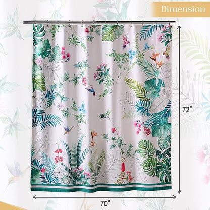 Maison d' Hermine Shower Curtain 100% Cotton One Panel 70"x72" Washable Fabric Shower Curtains for Bathroom, Easy Hanging with 12 Button Holes - Home Hotel Spa Easter Gifts (Tropiques)