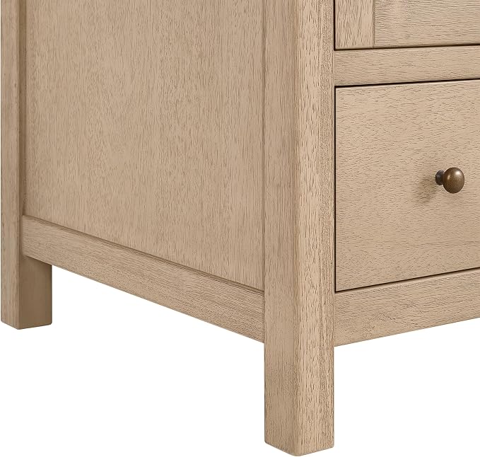 Alaterre Furniture Lucca Bathroom Vanity Cabinet, Natural, 36 Inch | Freestanding Cabinet Without Sink, Wood Bathroom Vanity with Large Bottom Drawer and Soft-Close Doors