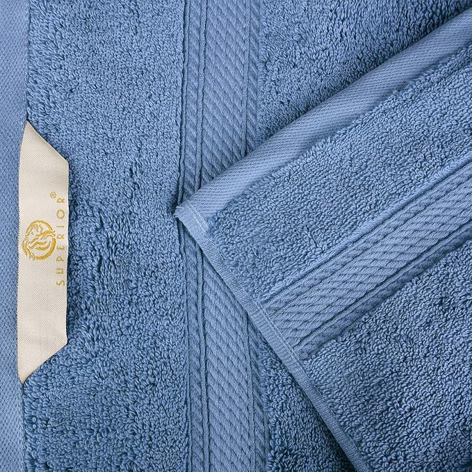 SUPERIOR Egyptian Cotton Pile Plush Bath Sheet, 2 Piece Set, Denim Blue | Highly Absorbent, Ultra Soft Luxury 800 GSM Towel Set for Bathroom, Shower, Hotel Essentials Oversize Plush Madeline Towels