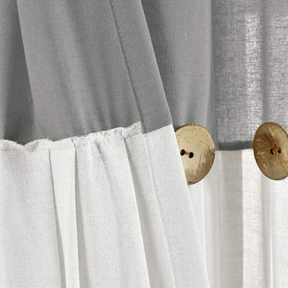 Lush Decor Linen Button Shower Curtain, 72" W x 72" L, Dark Gray & Off White - Gray Shower Curtain Fabric - Bathroom Curtain - Farmhouse Bathroom Decor