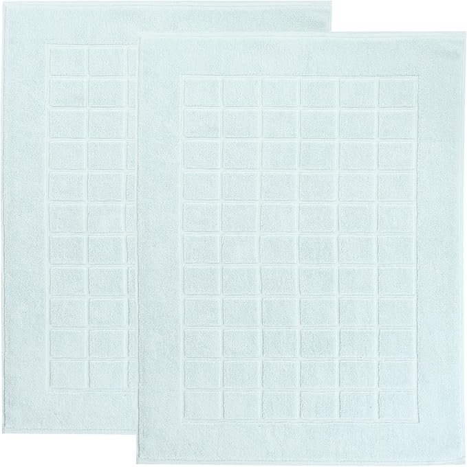 Superior 100% Cotton Bathmat Set, Bath Mats, Bathroom Decor, Shower, Bathtub Essentials, Home Accessories, Small Washable Rug, No Backing, Heavyweight, Nora Collection, Set of 2, 22" x 35", Seafoam