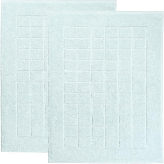 Superior 100% Cotton Bathmat Set, Bath Mats, Bathroom Decor, Shower, Bathtub Essentials, Home Accessories, Small Washable Rug, No Backing, Heavyweight, Nora Collection, Set of 2, 22" x 35", Seafoam