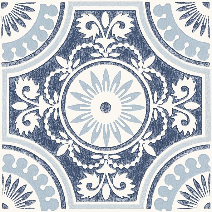 FloorPops 12-in by 12-in Blue Ezra Vinyl Peel & Stick Floor Tiles (10 Tiles), (10 sq.ft./Carton)