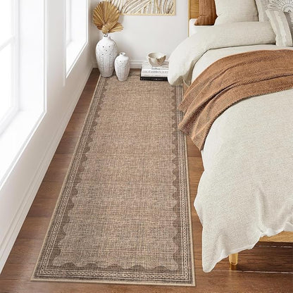Garvee 2x6 Runner Rug Washable Hallway Runner Rug Bordered Rugs Coffee | Soft Touch Non Slip Non-Shedding Low Pile Stain-Resistant Foldable Long Indoor Carpet for Entryway Laundry Kitchen Bathroom