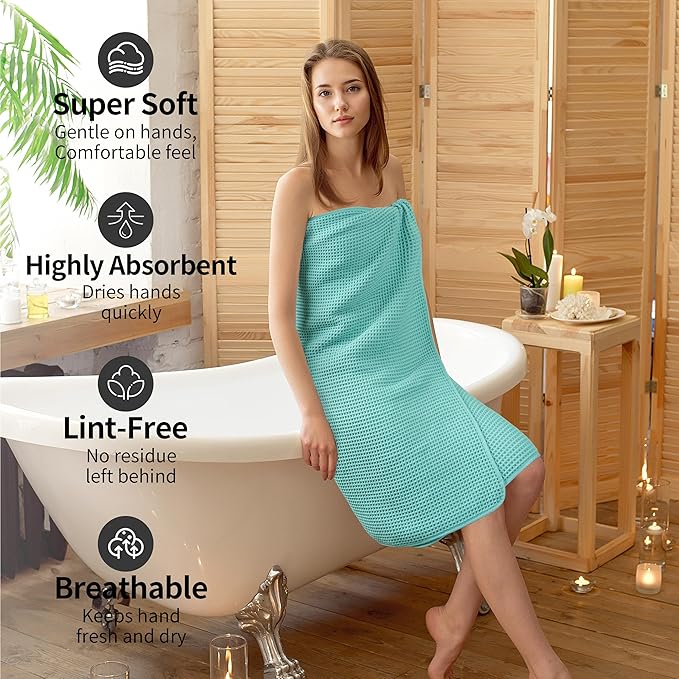 MICROFI New Microfiber Waffle Bath Towels, 2 Pieces, Oversized, Soft, Absorbent, Fast Drying, Lint Free 430 GSM (30''x60''/76cm x 152cm)